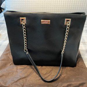 Kate Spade Black Tote with Gold Chain Strap.